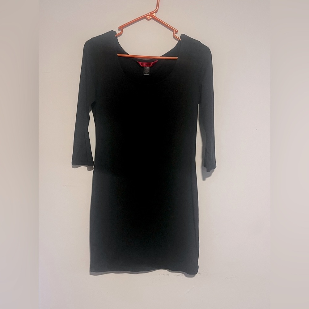 Solid black, hot kiss, tunic, three-quarter sleeves, size medium mini
